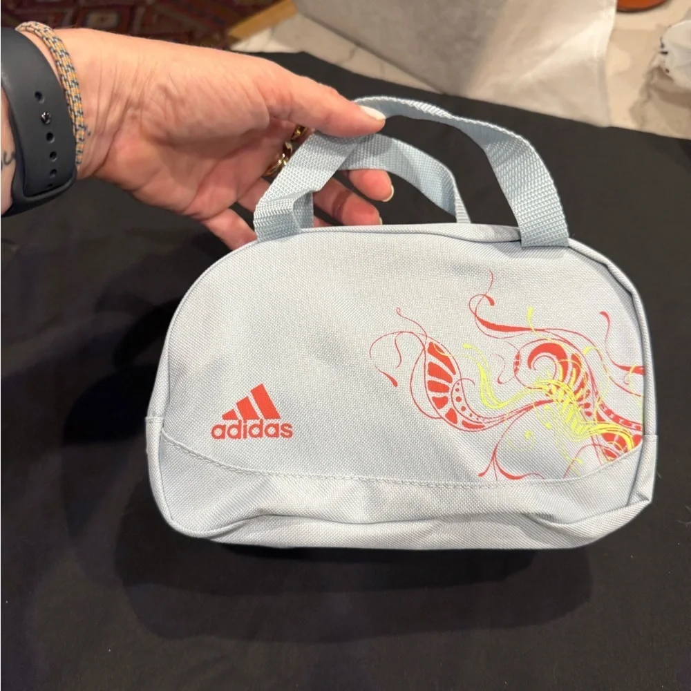 Adidas Light Blue Cosmetic Bag with Red Logo